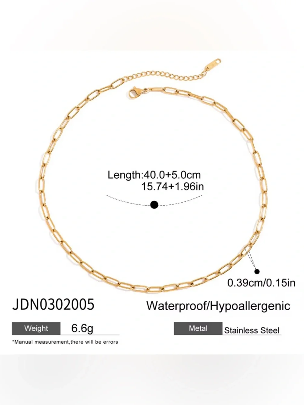 18K Gold Plated Paperclip Chain Necklace - Picture 5 of 6